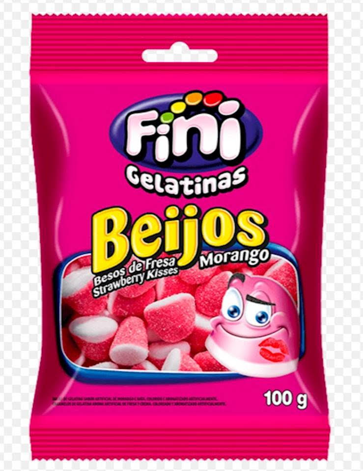 BALA FINI JELLY BEIJOS DE MORANGO 100G