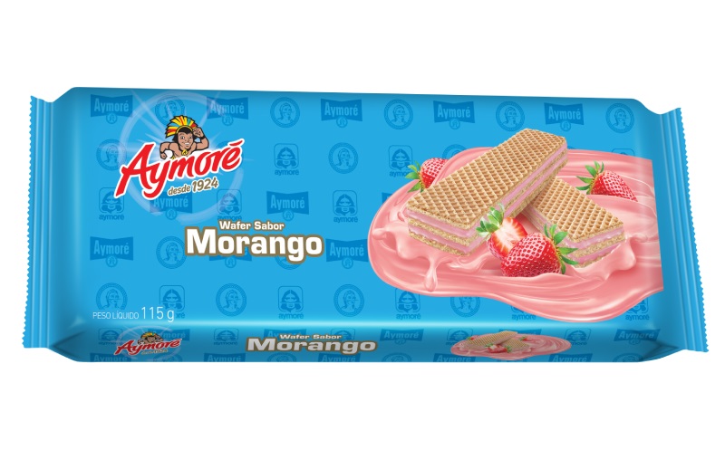 BISCOITO AYMORÉ WAFER MORANGO 115G