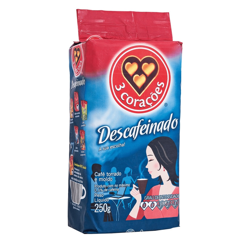 CAFÉ 3 CORAÇÕES DESCAFEINADO 250G