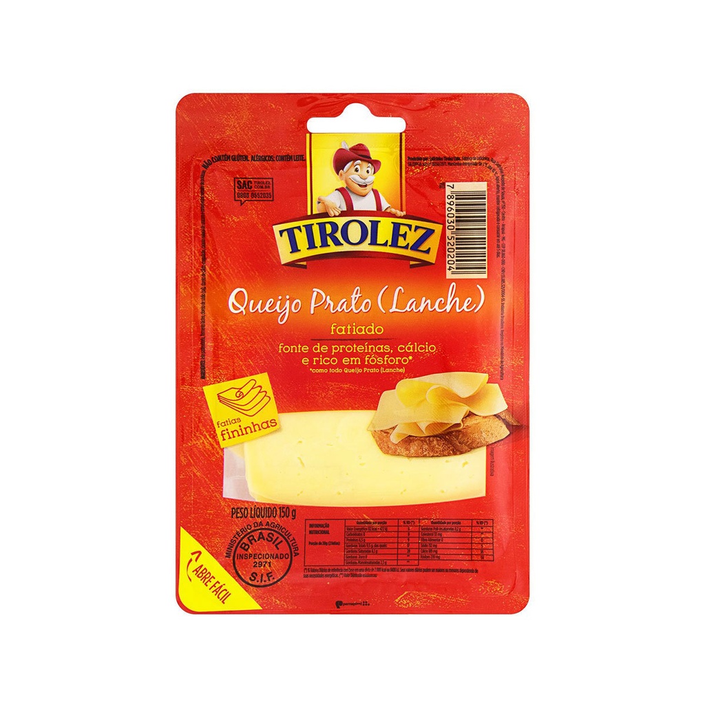 QUEIJO PRATO FATIADO TIROLEZ 150G