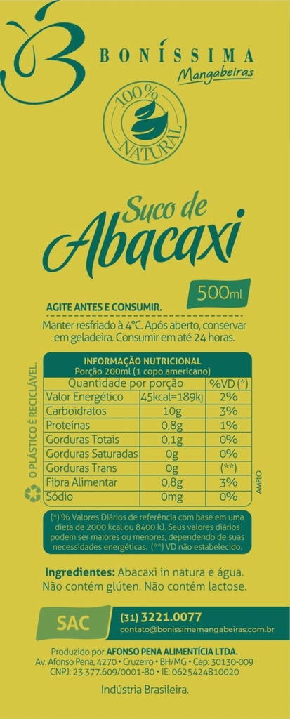 SUCO NATURAL DE ABACAXI